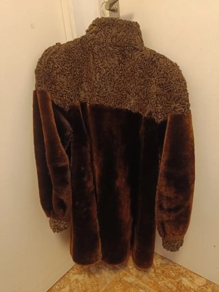 Abrigo de piel marrón de talla única (L, XL, 2XL)