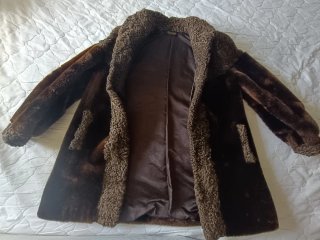 Abrigo de piel marrón de talla única (L, XL, 2XL)