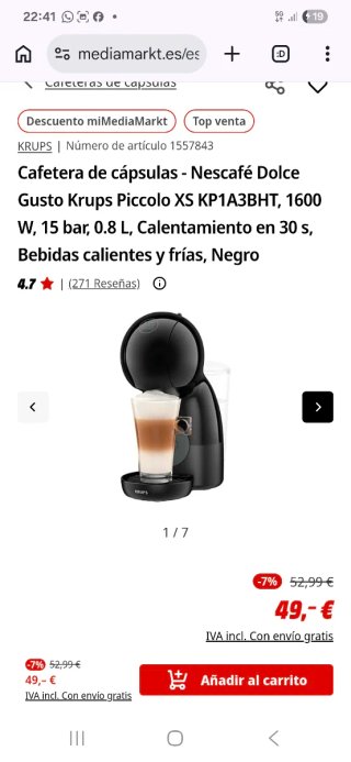 Cafetera Nescafé Dolce Gusto Piccolo XS