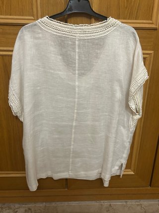 Blusa Lino Blanca Talla XL VIOLETA