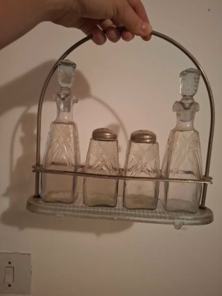 Set mesa vintage cristal y metal