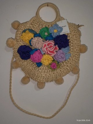 Borsa uncinetto Candida fiori multicolore