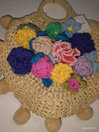 Borsa uncinetto Candida fiori multicolore
