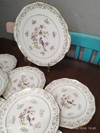 SET DE MERIENDA PORCELANA FRANCESA AVE DEL PARAISO