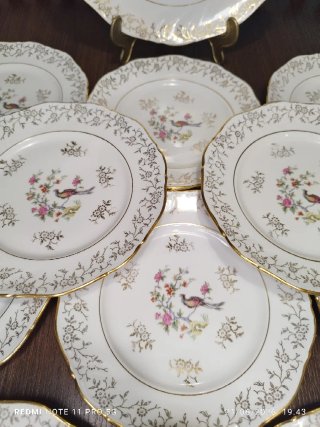 SET DE MERIENDA PORCELANA FRANCESA AVE DEL PARAISO