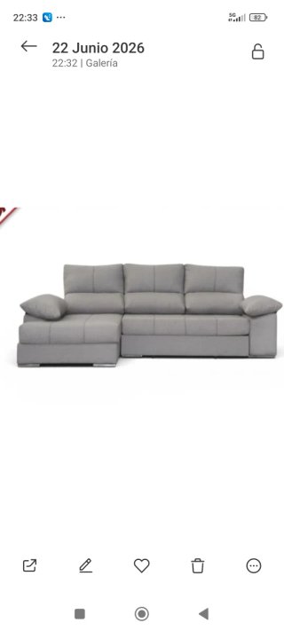 Sofá chaise longue gris reversible
