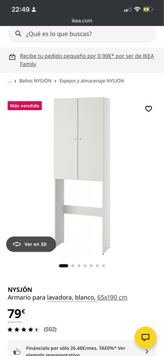 Mueble lavadora Ikea y encimera de bambú