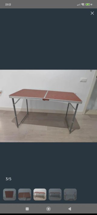 Mesa plegable playa naranja y plata