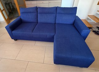 Sofá chaiselongue 3 plazas azul