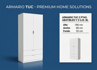 Armario TUC Blanco 2 Puertas 2 Cajones