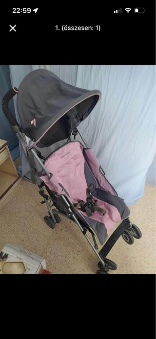 Cochecito de bebé Maclaren rosa y gris