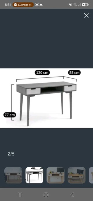 Escritorio de trabajo en madera con cajones.