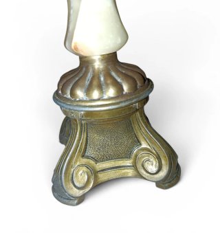 Candelabro italiano in metallo e pietra, 33 cm
