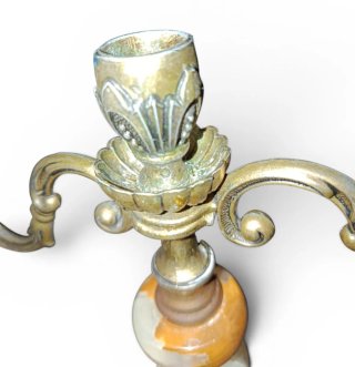 Candelabro italiano in metallo e pietra, 33 cm