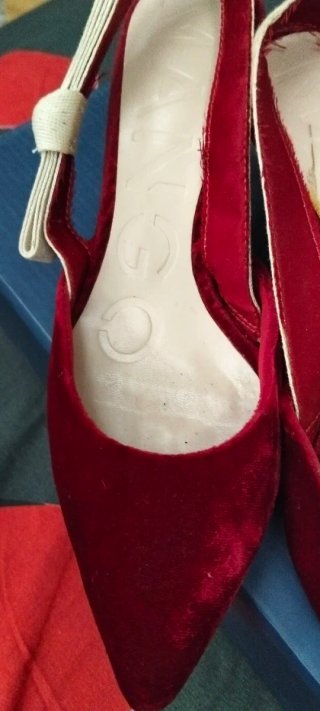 Sandalias Mango Talla 37 Terciopelo Rojo