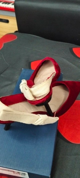 Sandalias Mango Talla 37 Terciopelo Rojo