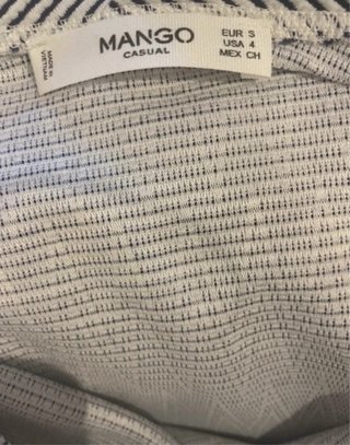 Vestido Mango canalé rayas escote pico