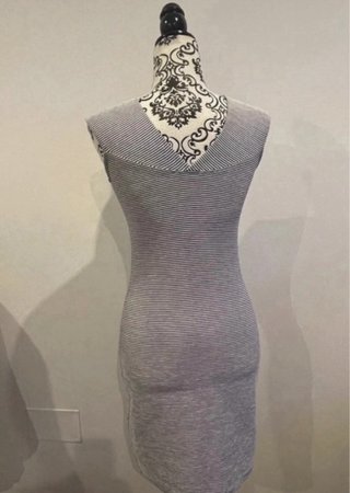 Vestido Mango canalé rayas escote pico