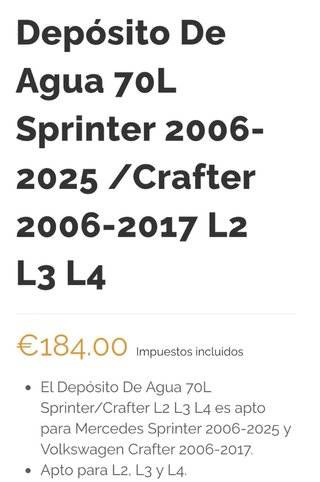 Depósito aguas sucias caravana/furgoneta