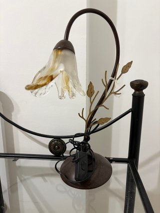 Lámparas de forja con tulipas de cristal