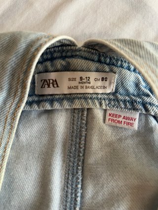 Peto vaquero Zara niño Talla 9/12M 80Cm