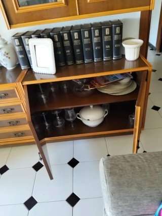 Mueble de salón modular madera y cristal