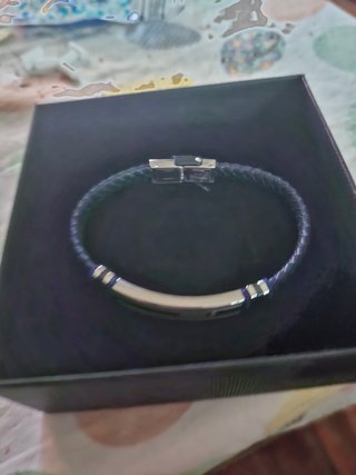 Pulsera trenzada azul y plata