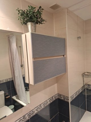 Conjunto baño: mueble espejo estantería