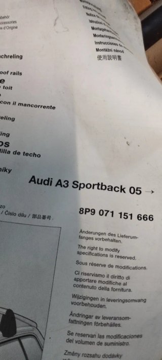 Barras (bacas) de techo Audi A3 Sportback