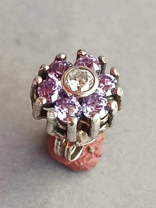 Pendientes Plata Flor Circonitas Moradas