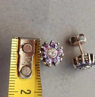 Pendientes Plata Flor Circonitas Moradas