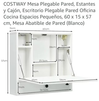 Escritorio Plegable COSTWAY Blanco