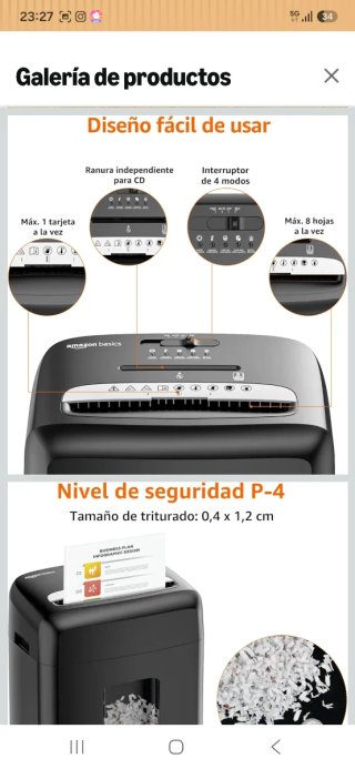 Trituradora Amazon Basics 8 hojas microcorte