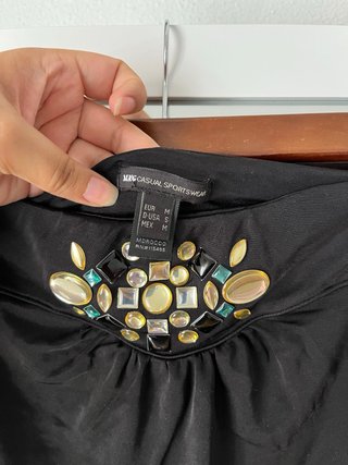 Top vintage negro con pedrería Talla M
