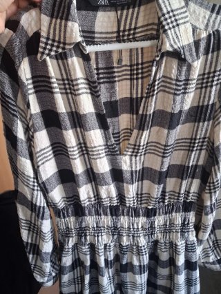 Vestido camisero Zara cuadros blanco y negro