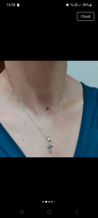 Ciondolo Croce Oro Bianco 750