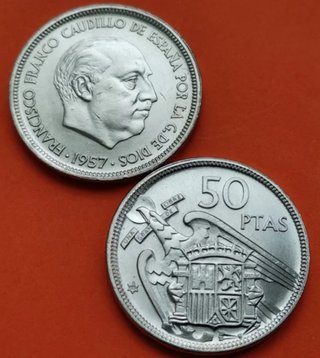 2 monedas 50 Pesetas España 1957 Franco *58  SC