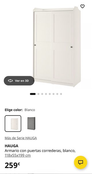 Armario HAUGA IKEA blanco con puertas correderas