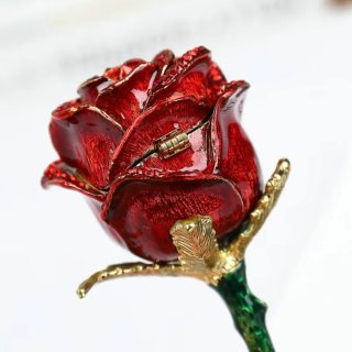 Rosa joyero decorativa artesanal cristales rojos