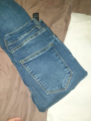 Pantalones campana azul y blanco