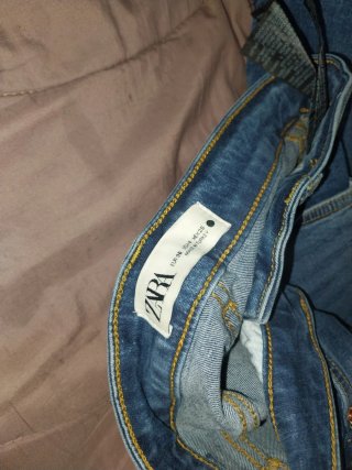 Pantalones campana azul y blanco