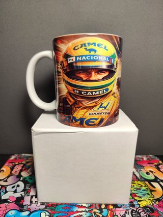 Caneca Ayrton Senna Camel F1 Cerâmica