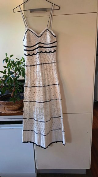 Vestido Zara Crochet Blanco y Negro