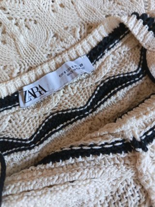 Vestido Zara Crochet Blanco y Negro