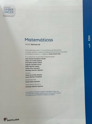 Libro matemáticas 1ºESO