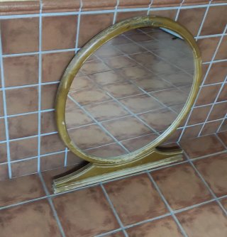Espejo de mesa antiguo redondo