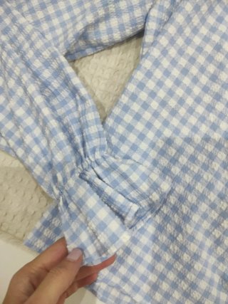 Camisa cuadros azul y blanco Zara