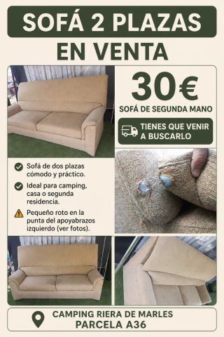 Sofá 2 plazas tela beige