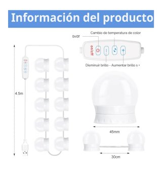 Luces Espejo Maquillaje 12 Bombillas Jinlaili