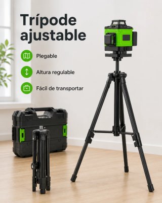 Taladro Percutor + Nivel Láser 4D 16 Líneas